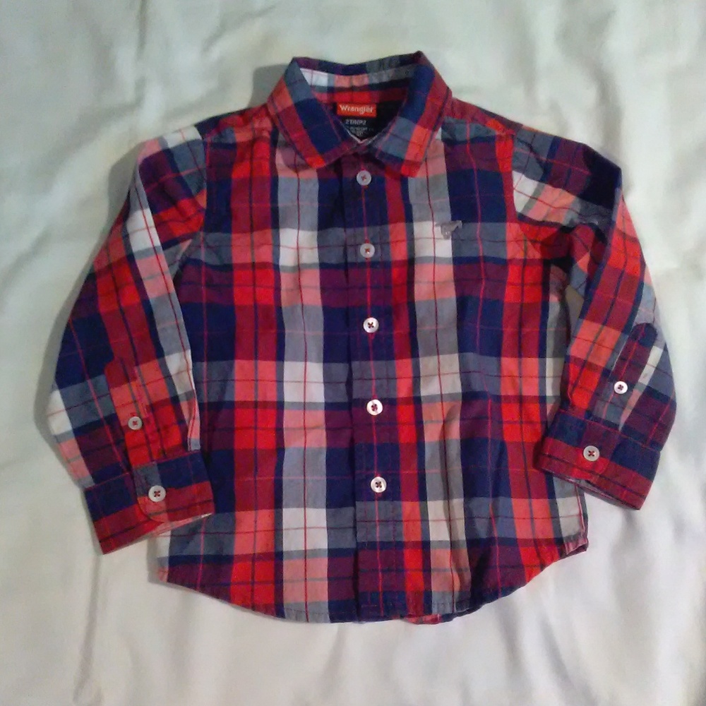 Wrangler Boy's button up western plaid shirt 2T